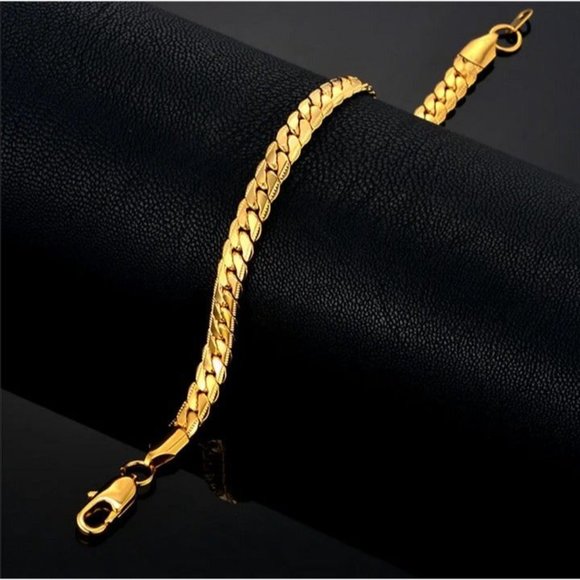 8" Womens 18K Gold Chain Link Bracelet 8 inch 18 Karat Silver Stamped Jewelry - Picture 8 of 9